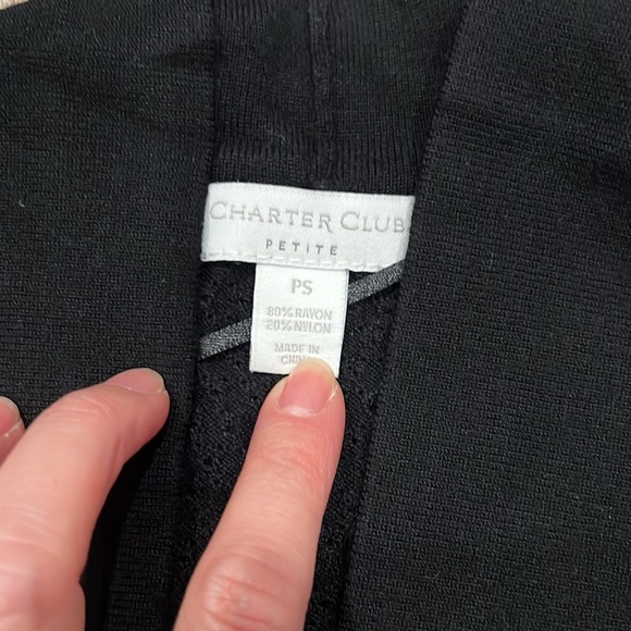 Charter Club, Black Slub Cardigan, Size Small Petite - Picture 2 of 6